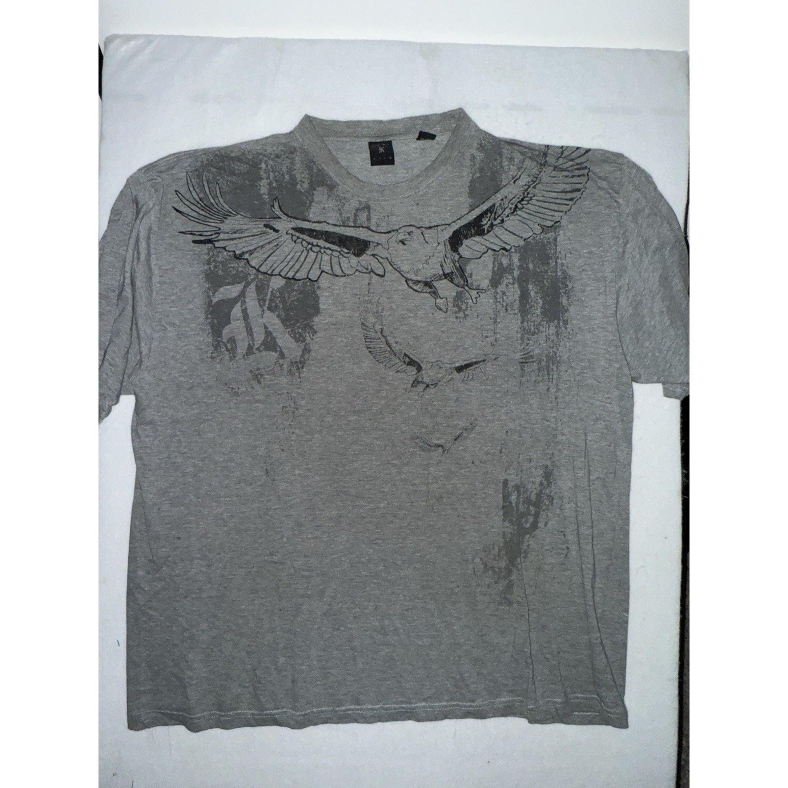 Kani Gold Shirt Eagle Angel Wings All Over Print Size 4X Y2K Gray Skate JNCO