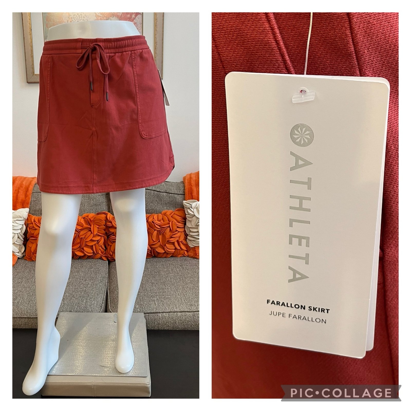 NWT Athleta Red/Orange Pull On Farallon Skirt