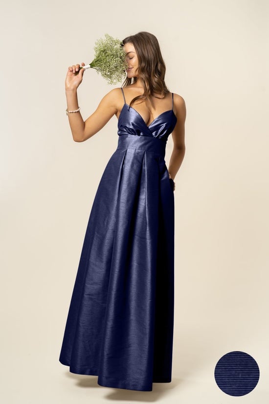 Lula Kate Jacqueline Drapey Bengaline Deep Navy Maxi Bridesmaid Dress, Size 0