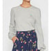 JOIE bernette cherry embroidered sweatshirt in gray size S