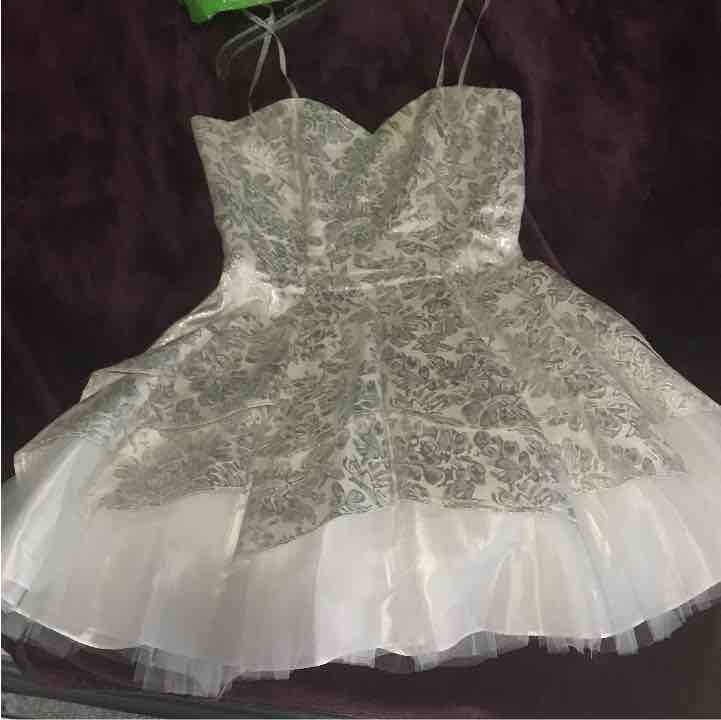white and silver dress