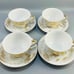 Vintage Japan Kutani Gold Mt. Fuji Mountain Village Teacup and Saucer Set of 4