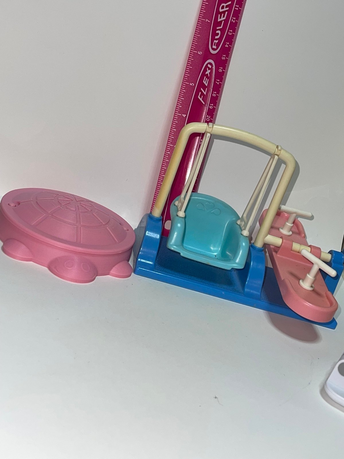 6364 loving family dollhouse swing teeter & pink sandbox set