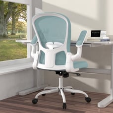 Ergonomic Office Chair,Lumbar Chair with Flip-up Arms and Adjustable Height-blue