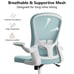 Ergonomic Office Chair,Lumbar Chair with Flip-up Arms and Adjustable Height-blue