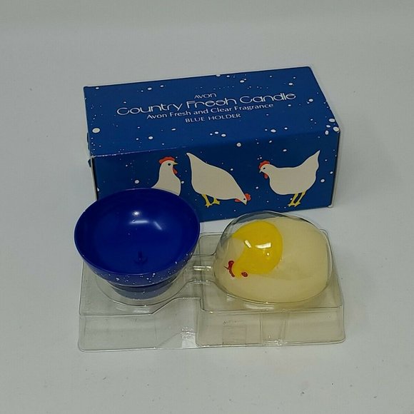Vintage Avon Country Fresh Candle Blue Holder