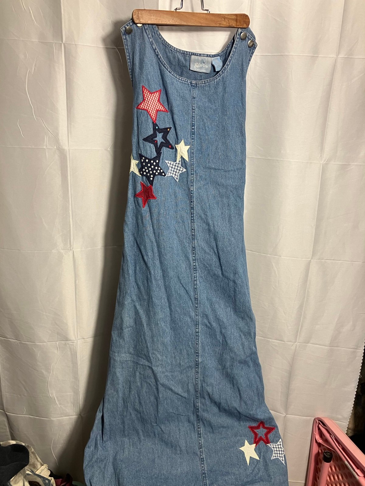 Vintage Blair denim embroidered maxi dress size medium