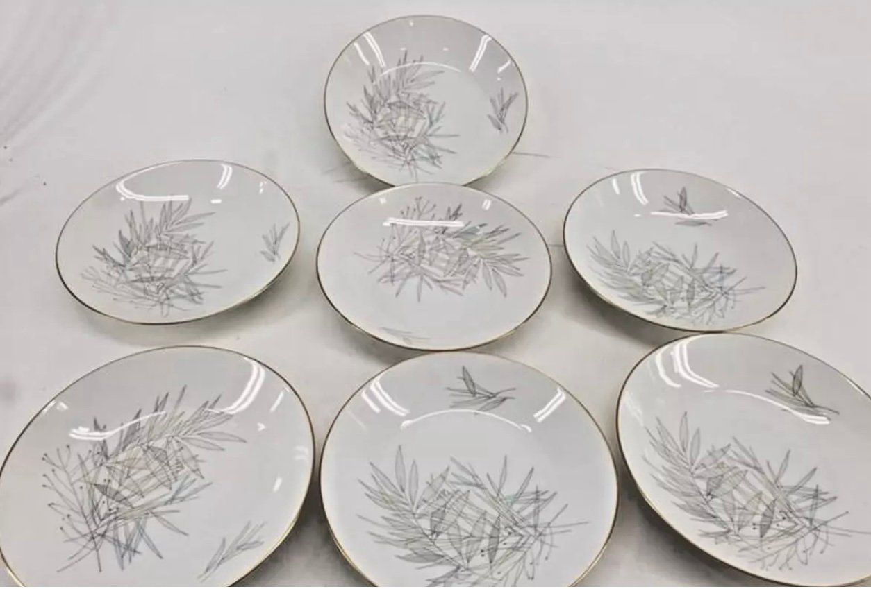 Vintage Rosenthal Grasses Collection Bowl Set of 7 Dinnerware With Gold Trim