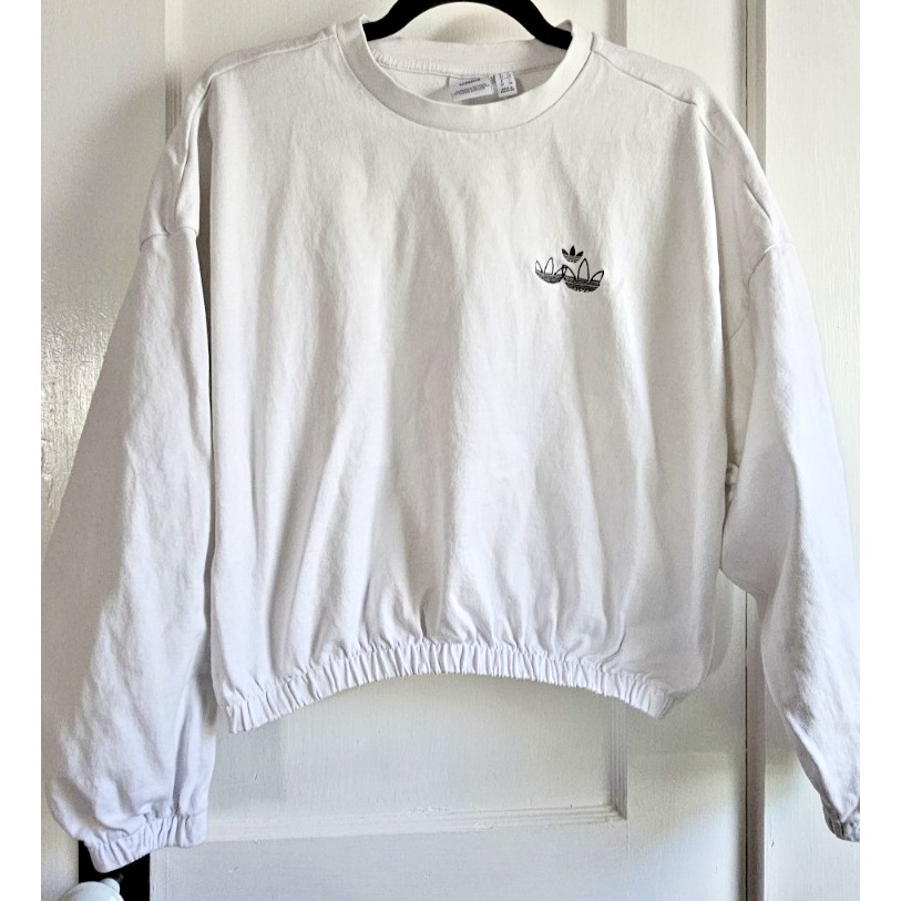 ADIDAS TRIPLE TREFOIL sweatshirt loose fit/oversized 100% cotton woman Sz XS