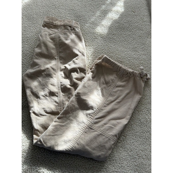 Vintage Gap Ivory Mid-Rise Straight Leg Corduroy Pants Drawstring Hem Size 4
