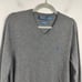 Vintage Polo Ralph Lauren Merino Wool Sweater Mens Medium Gray V-Neck Preppy