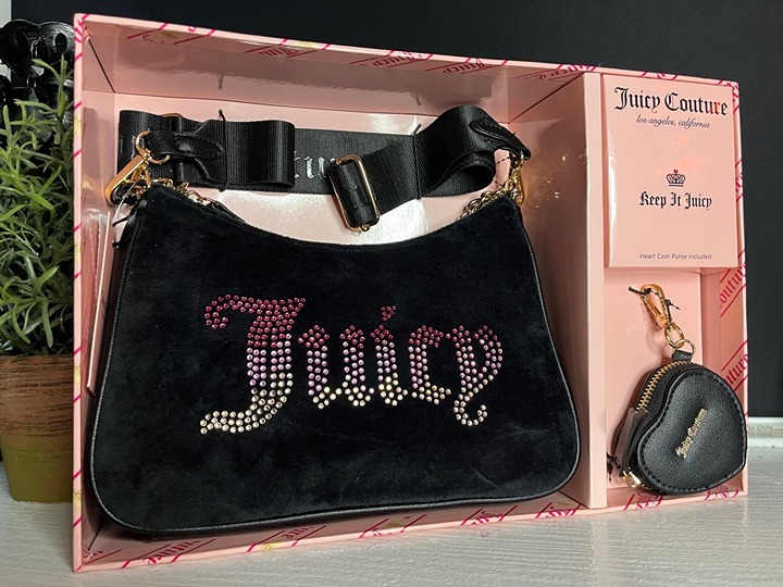 NWT Juicy Couture Shoulder Bag Chain 2 Piece Set Liquorice Color w/ Coin Purse