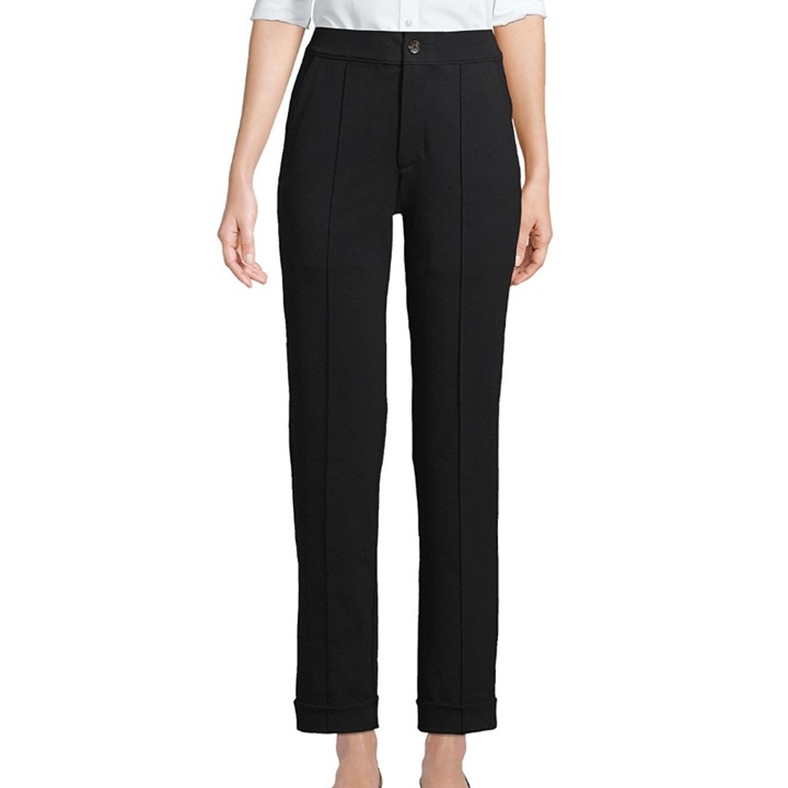 Land’s End Starfish Pintuck Straight Leg Pull On Pants Black Womens Size Medium