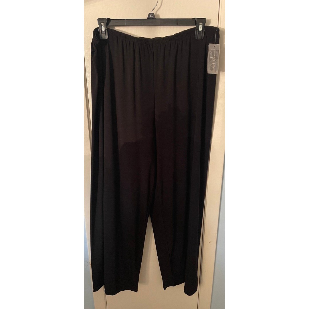 NWT Alex Evenings Women’s 3X Black Wide Leg Long Polyester Pants