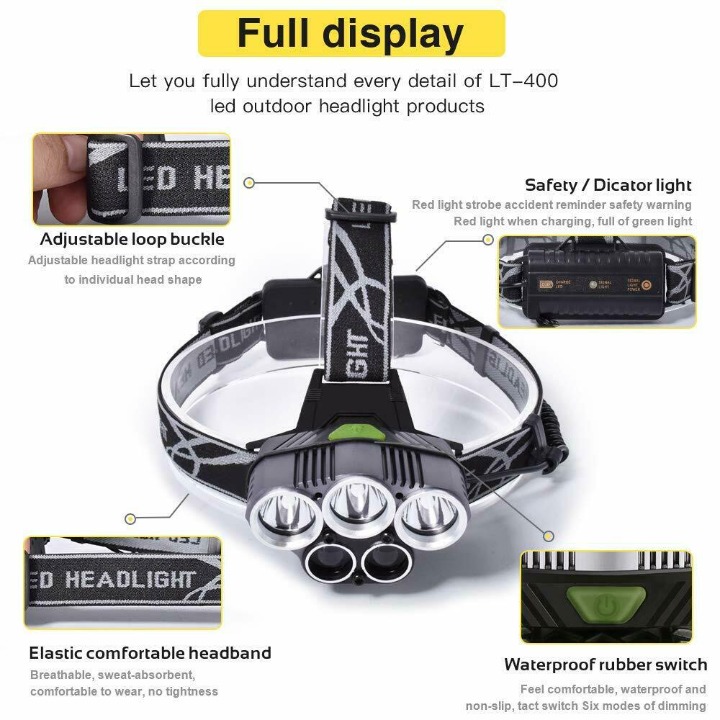 250000LM 5X T6 LED Headlamp Rechargeable Head Light Flashlight Torch Lamp USA