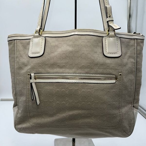 COACH Poppy Signature Mini Oxford Beige White Jacquard Leather