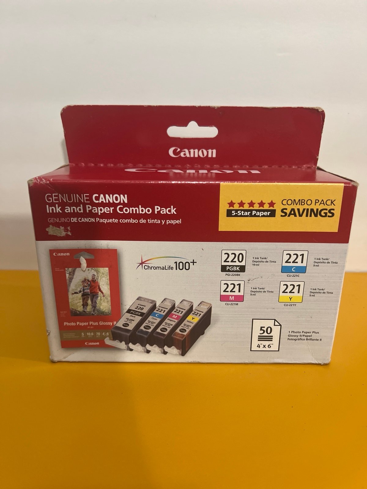 Genuine CANON 220 221 cartridges ink & paper combo pack