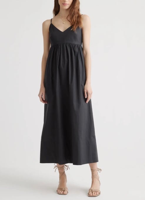 Quince 100% Organic Cotton Sleeveless Maxi Dress black L