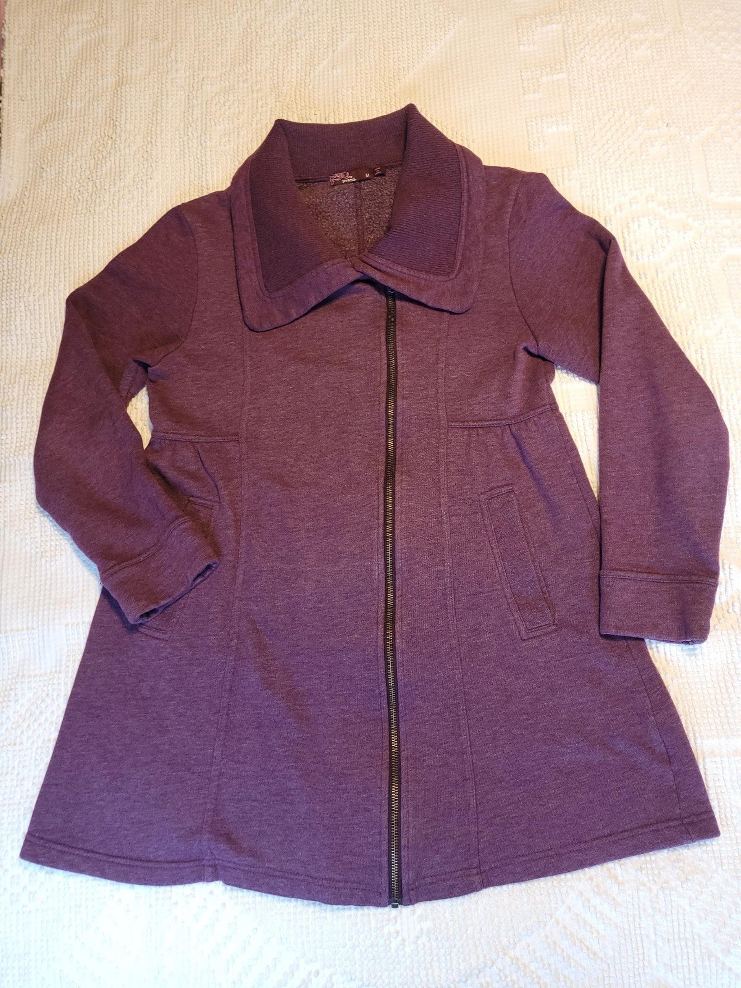 prAna Mila Fleece Jacket Women's Size Medium Purple/Fuchsia Zipper Pockets Tunic