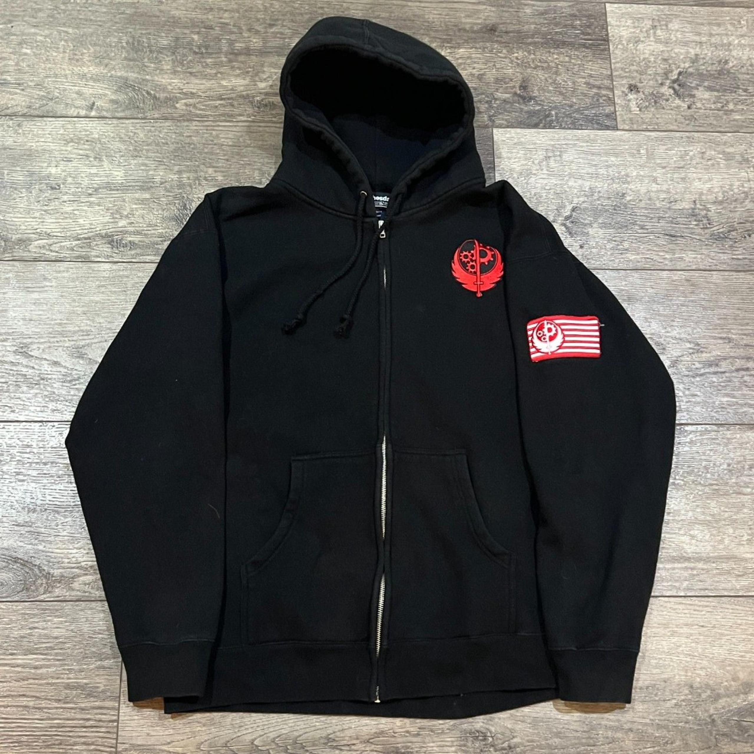 2014 Bethesda Brotherhood of Steel Hoodie Fallout 3 Black Full Zip Hoodie Large