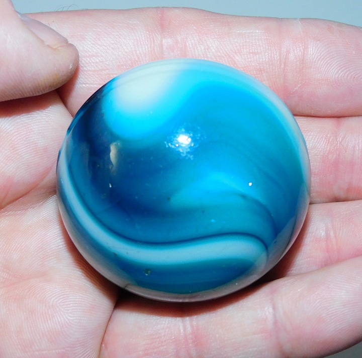 1970's BLUE SWIRLED SLAG GLASS GEARSHIFT KNOB 5/8 THREAD HOLE
