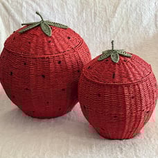 Strawberry Wicker Storage Basket Set