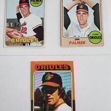Jim Palmer - 3 Card Lot - Topps 1968, 1969, 1975 - HOF - INVEST!!