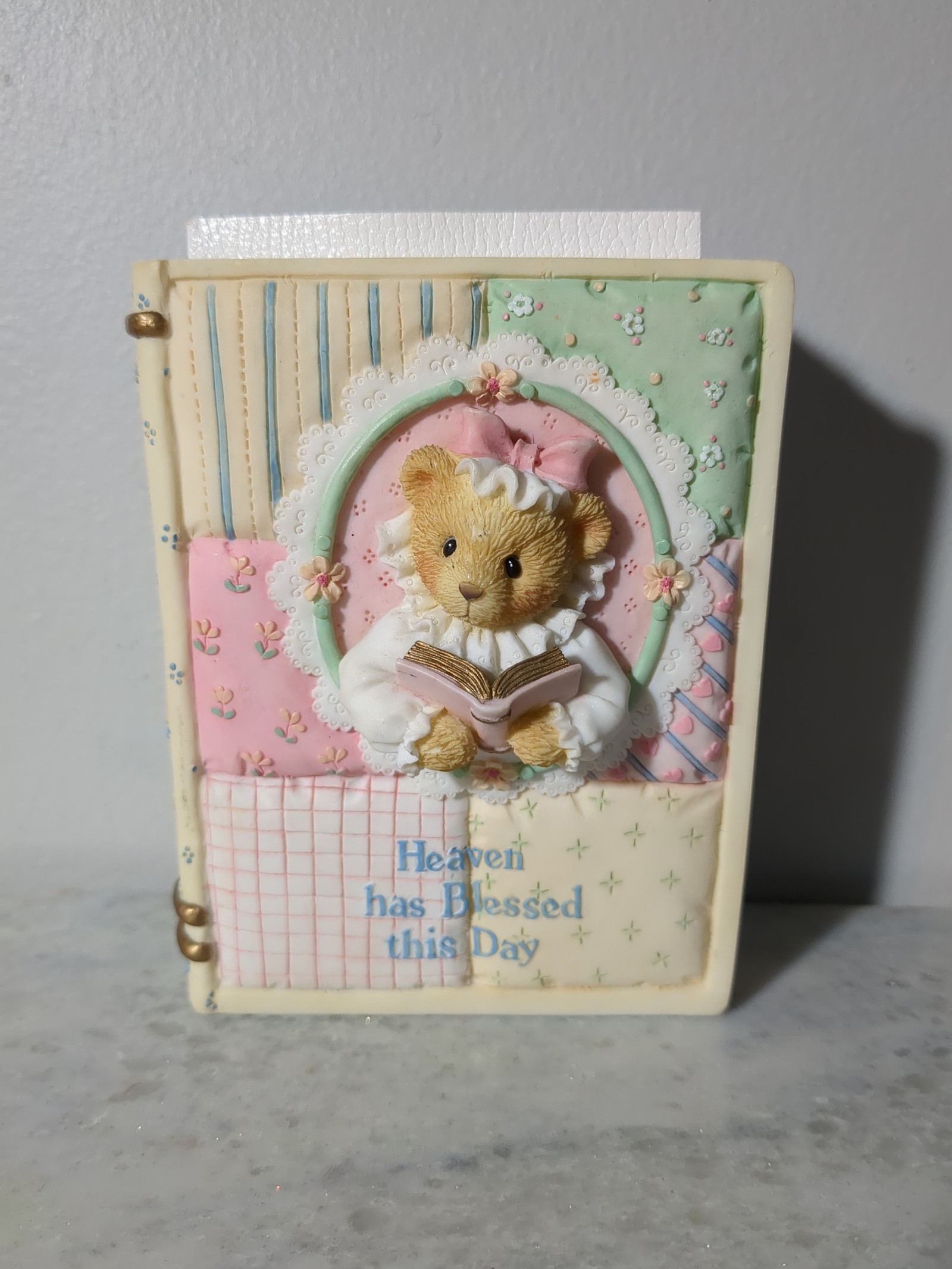 1997 Cherished Teddies Heaven Has Blessed this Day Bible And Holder