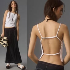 By Anthropologie Open-Back Apron Tank XL ivory new NWT