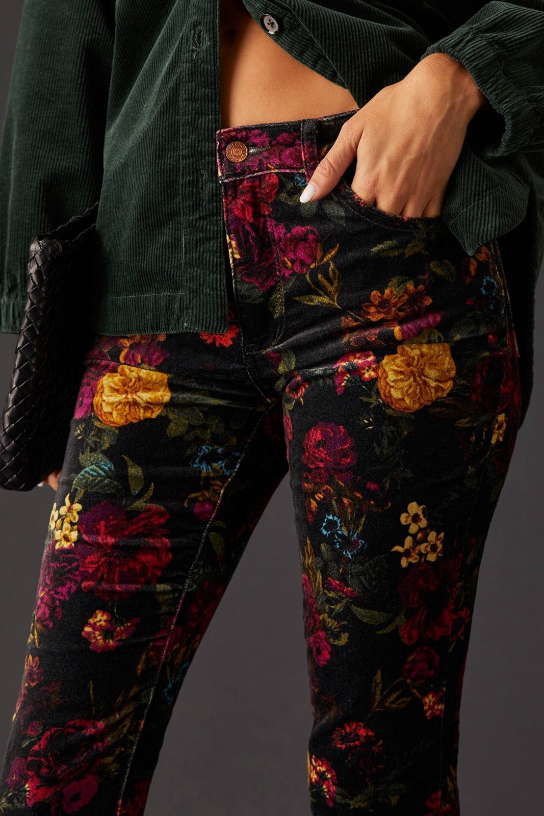 Pilcro Mid-Rise Velvet Skinny Jeans
