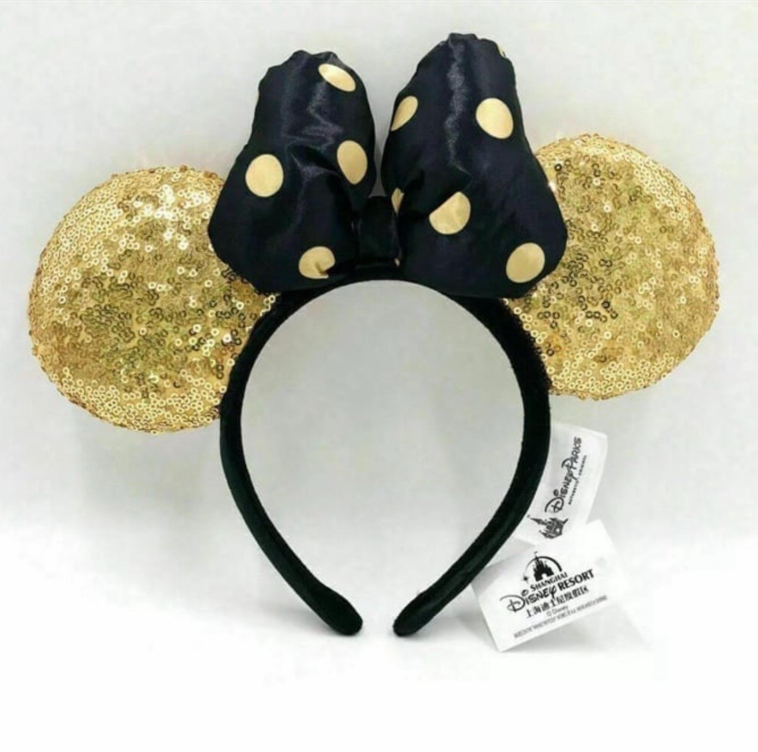 Black and Gold Sequin Paris Mickey Ears Headband No Disney Logo