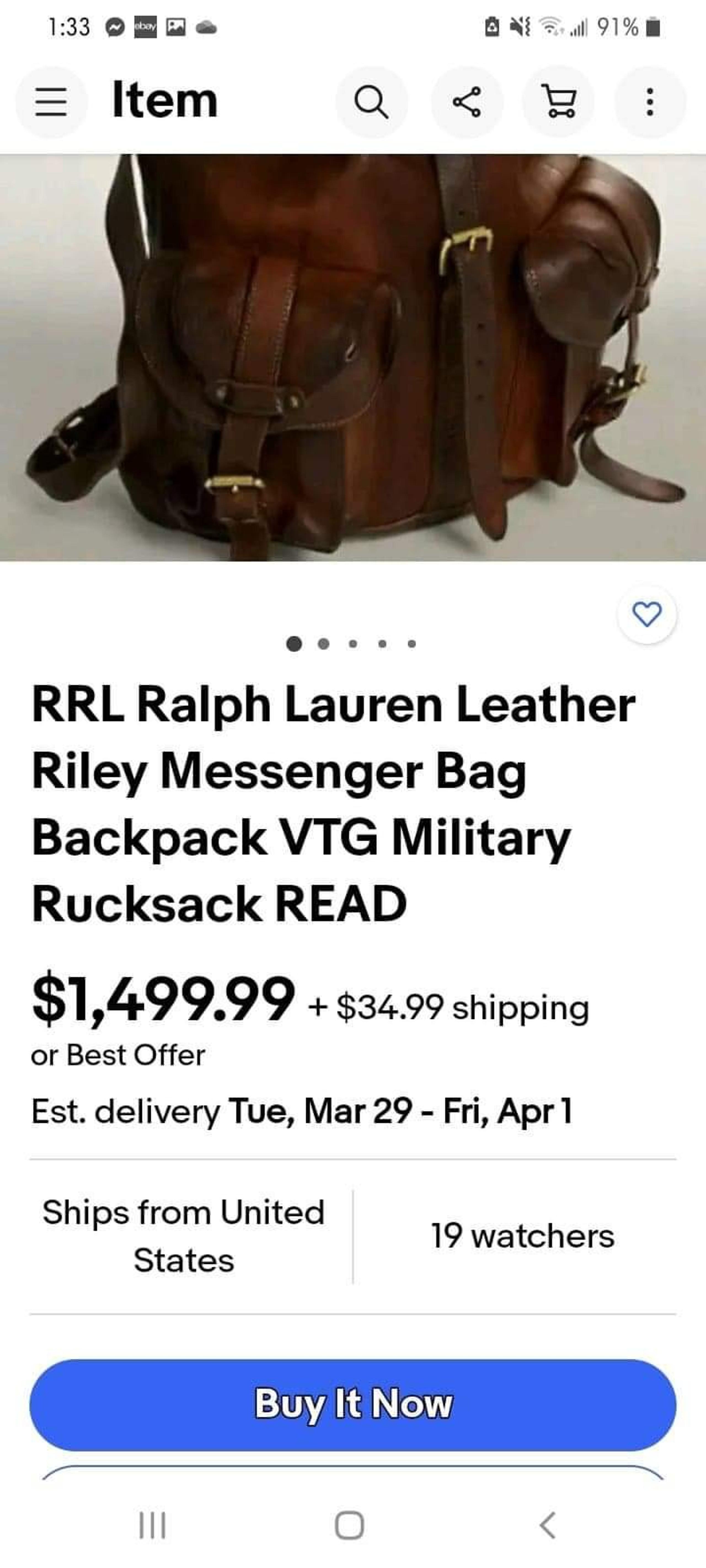 vintage Ralph Lauren RRL Riley rucksack messenger backpack