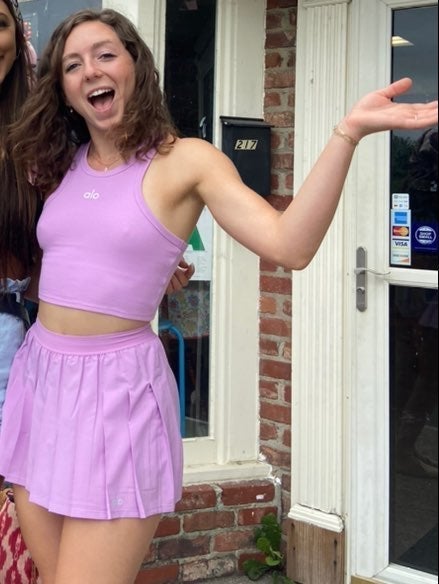 Alo Varsity Tennis Skirt Pink Lavender