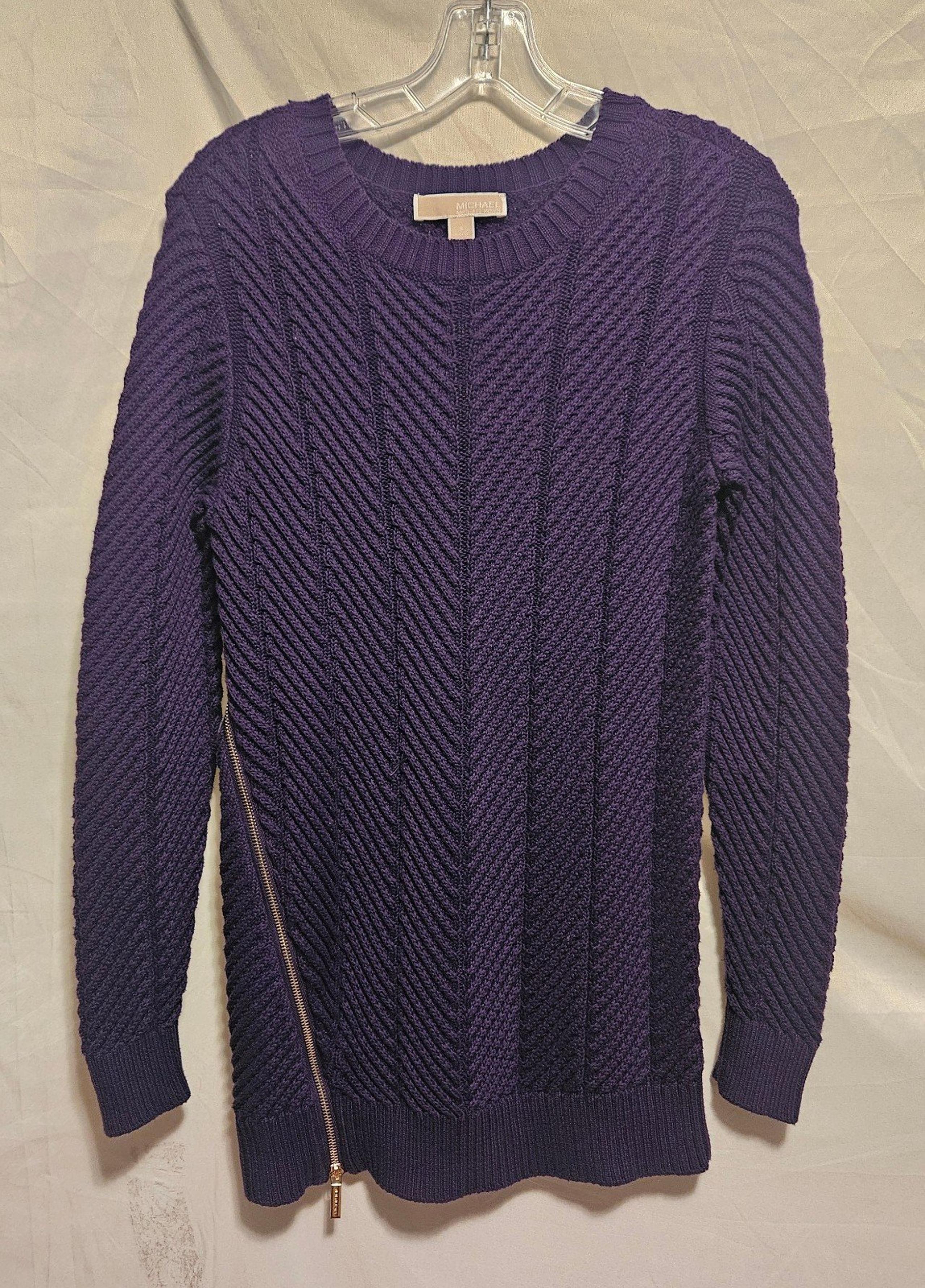 Michael Kors Crew Neck Sweater Size S, Purple,  Heavy Knit, Herringbone
