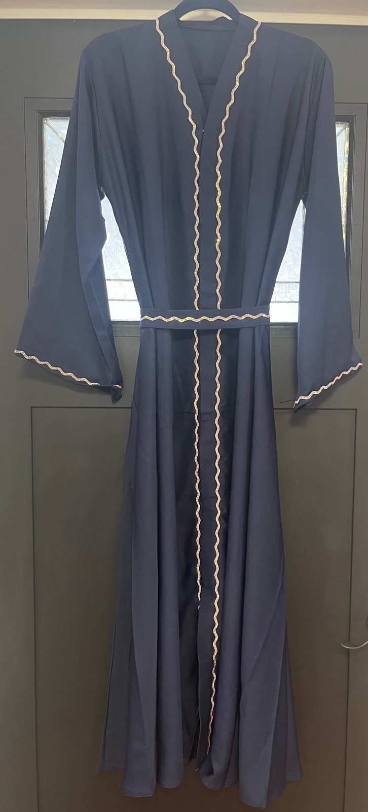 NAVY BLUE BELTED ABAYA MODEST DRESS SHALWAR KAMEEZ