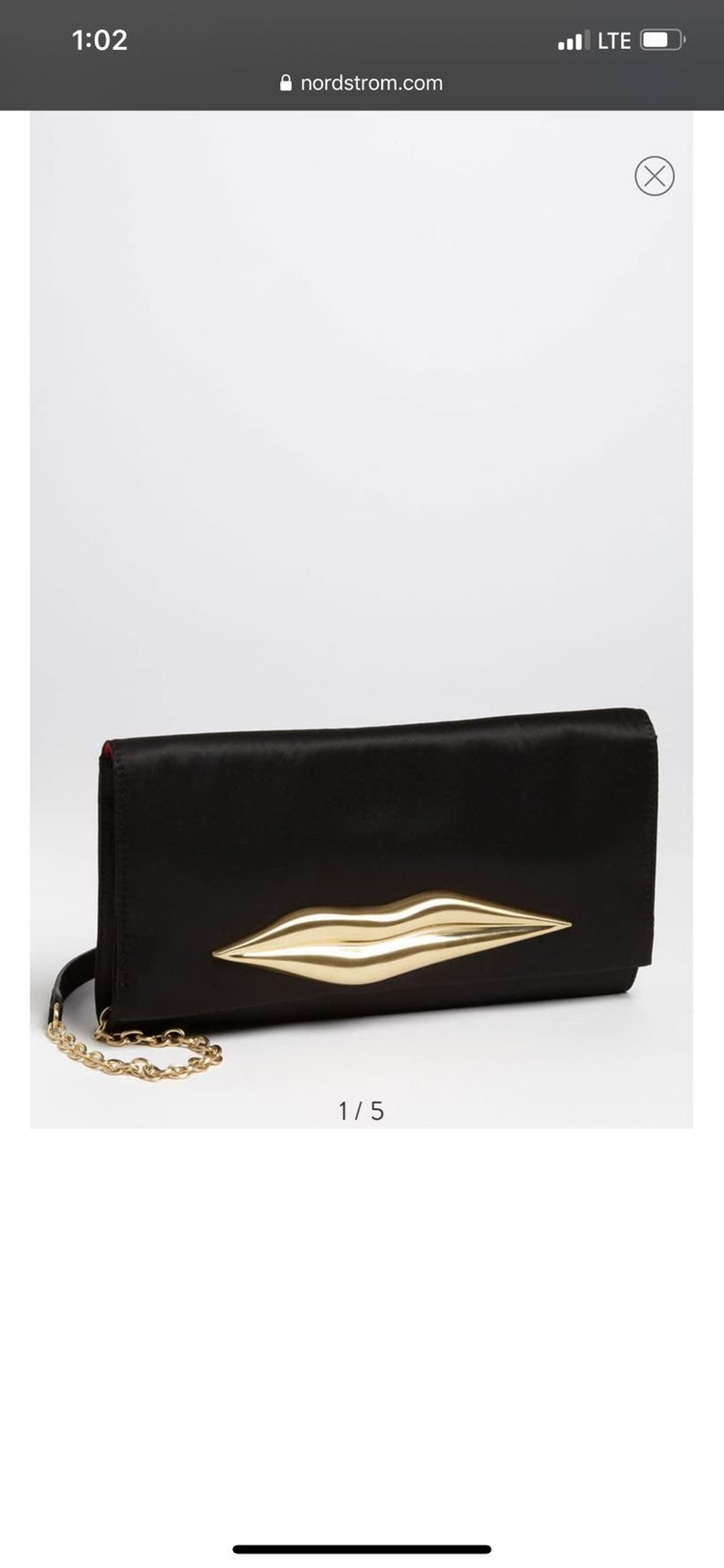 DVF Carolina lip black satin clutch