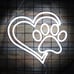 New LED Neon Dog Paw Print with Heart Light for Pet Room, Kids & Animal Decor