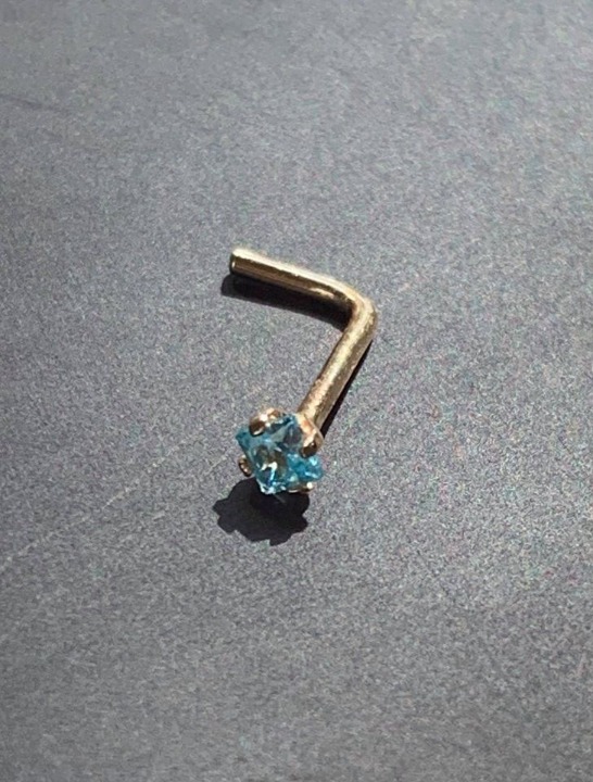 Solid 14kt Gold Princess Cut Nose Ring