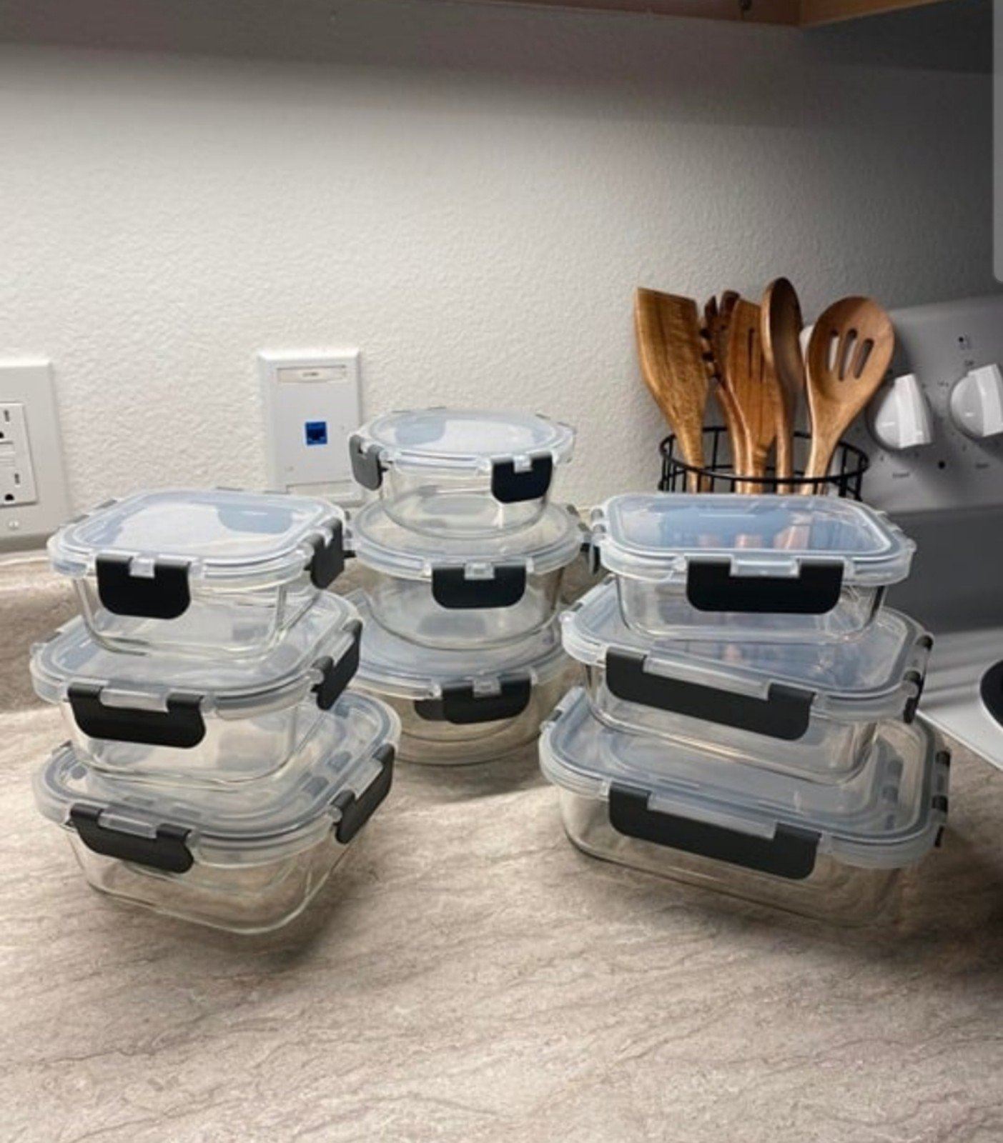 NEW Glass Storage Containers with lids, 24pc Airtight Glass Bowls Set