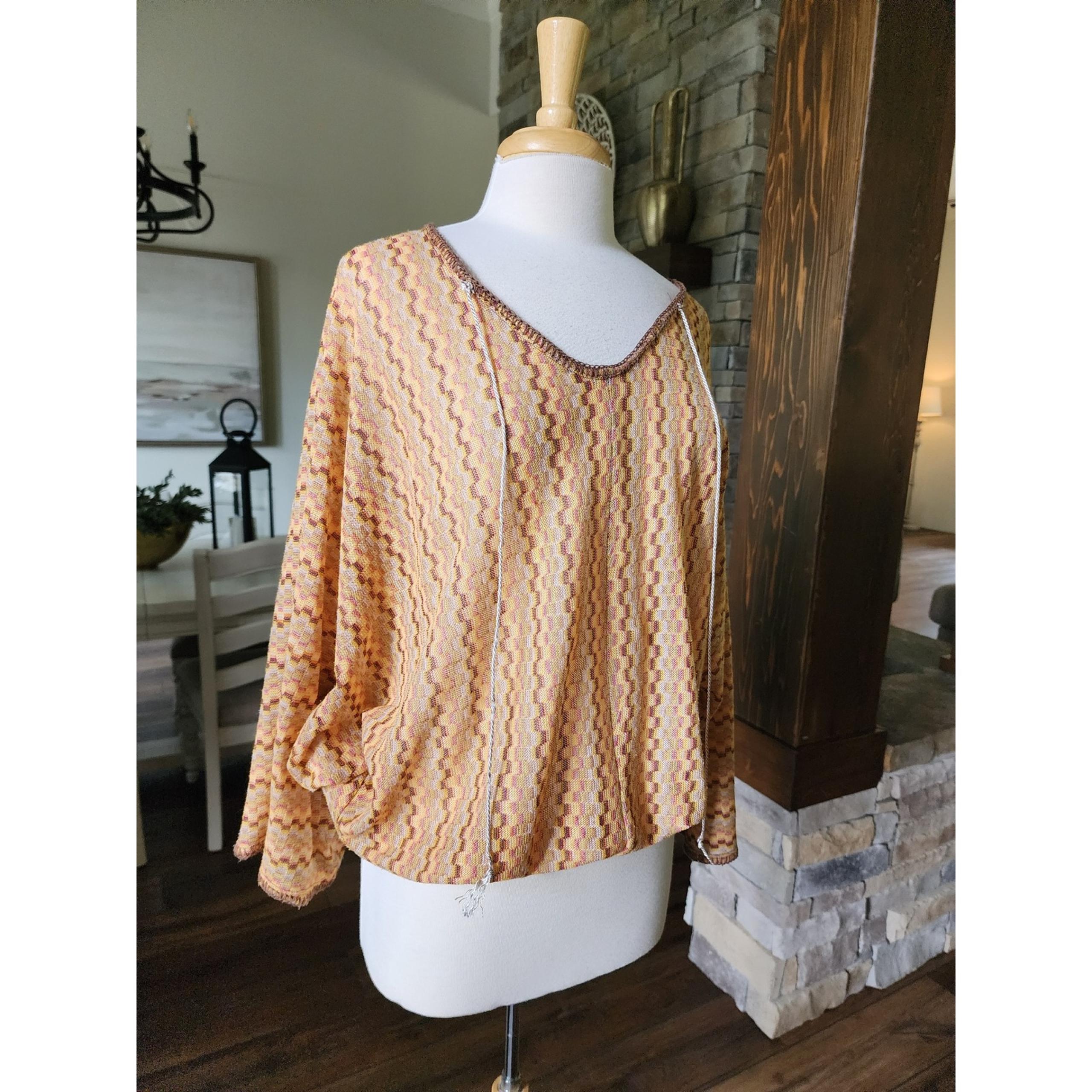 Anthropologie Boho Sanctuary Knit Top Dolman Sleeve V Neck Womens Size S