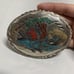 Vintage Turquoise & Coral Inlay Belt Buckle Fishing Scene Native American Logo