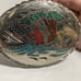 Vintage Turquoise & Coral Inlay Belt Buckle Fishing Scene Native American Logo