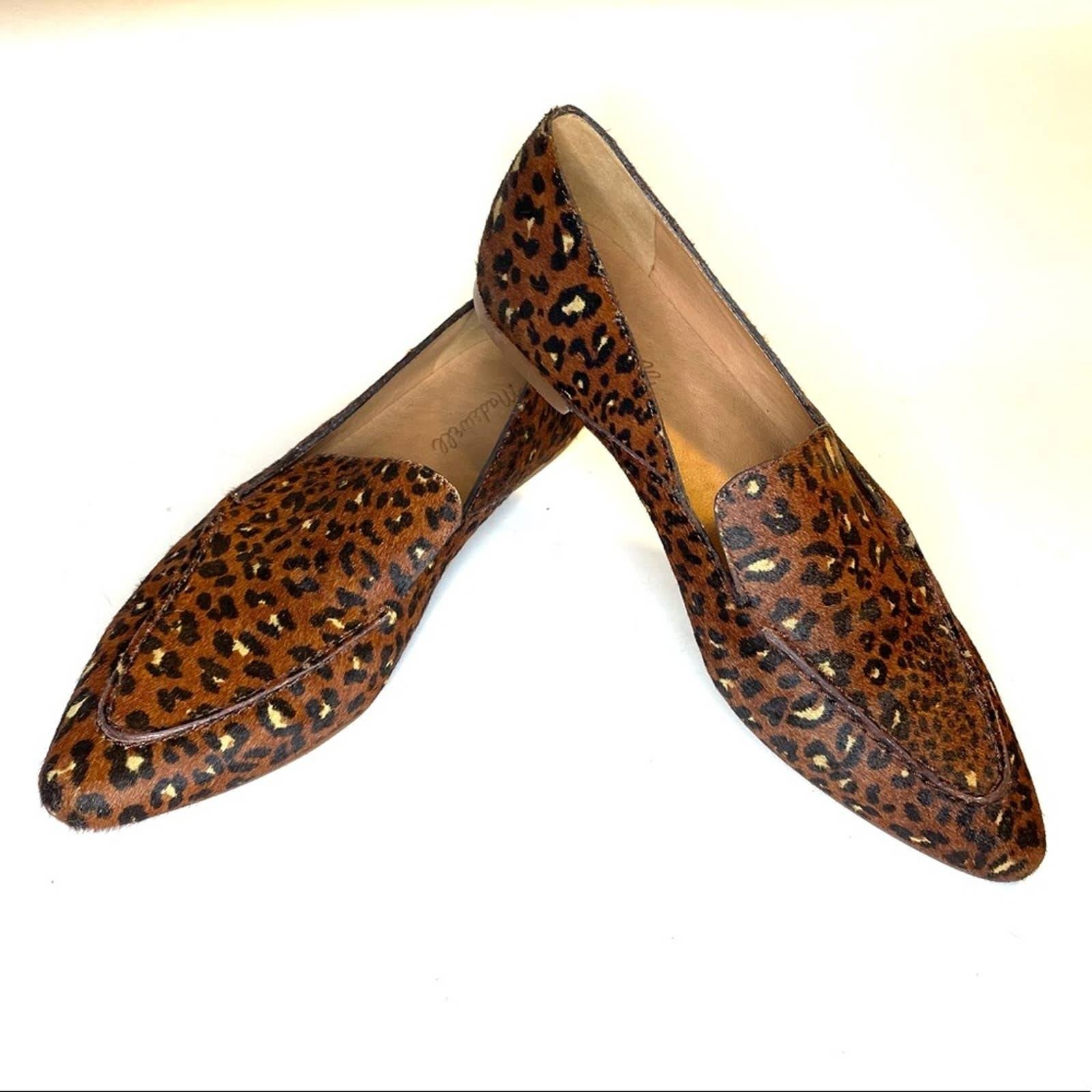 MADEWELL BROWN LEOPARD PRINT CALF HAIR LOAFERS 9.5
