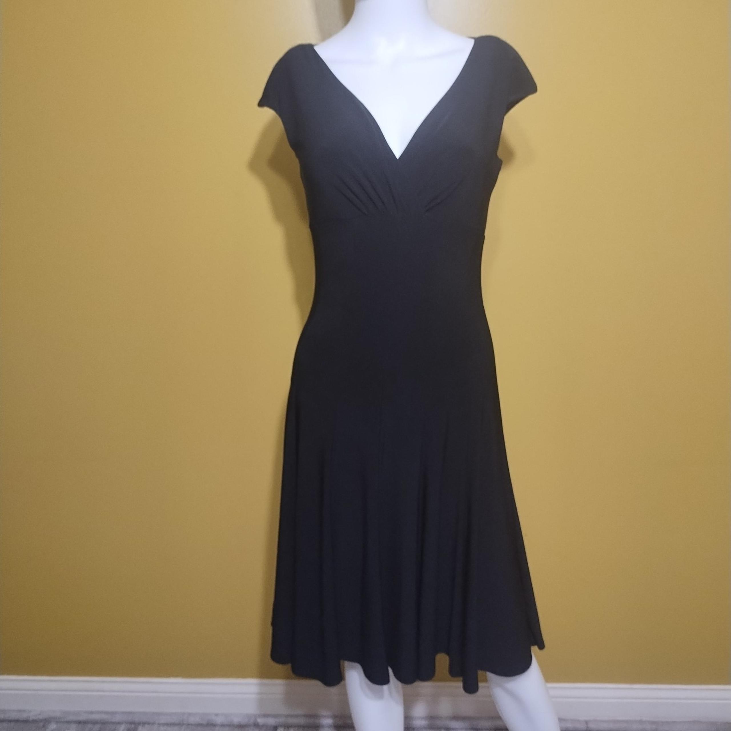 American Living by Ralph Lauren Cap Sleeve Black Midi Dress Size 2 Goth Classic