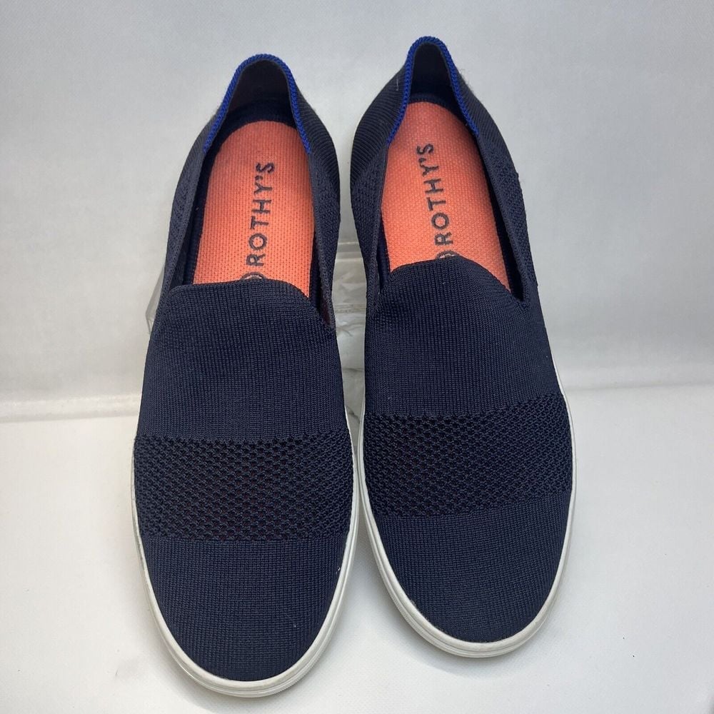 Rothy's The Sneaker Maritime Lattice Stitch Navy Slip On Shoes Women's Size 11
