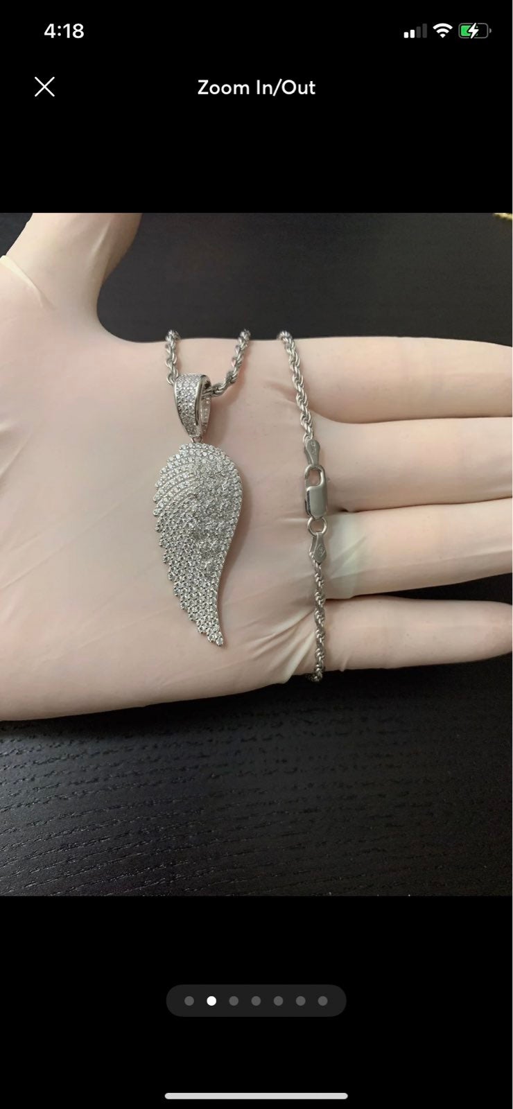14k white gold /925 diamond angel wing necklace