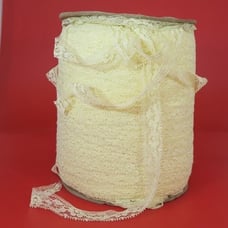 Vintage Large Roll of a 1/2” Wide Pastel Yellow Lace Trim Unknown Amount