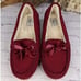 G.H. Bass & Co. Burgundy Suede Bow Faux Fur Lined Moccasin Slippers