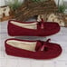 G.H. Bass & Co. Burgundy Suede Bow Faux Fur Lined Moccasin Slippers