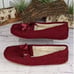 G.H. Bass & Co. Burgundy Suede Bow Faux Fur Lined Moccasin Slippers